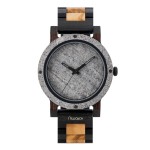 Zegarek drewniany Niwatch - kolekcja STONE grey - AFRICAN BLACKWOOD & OLIVE