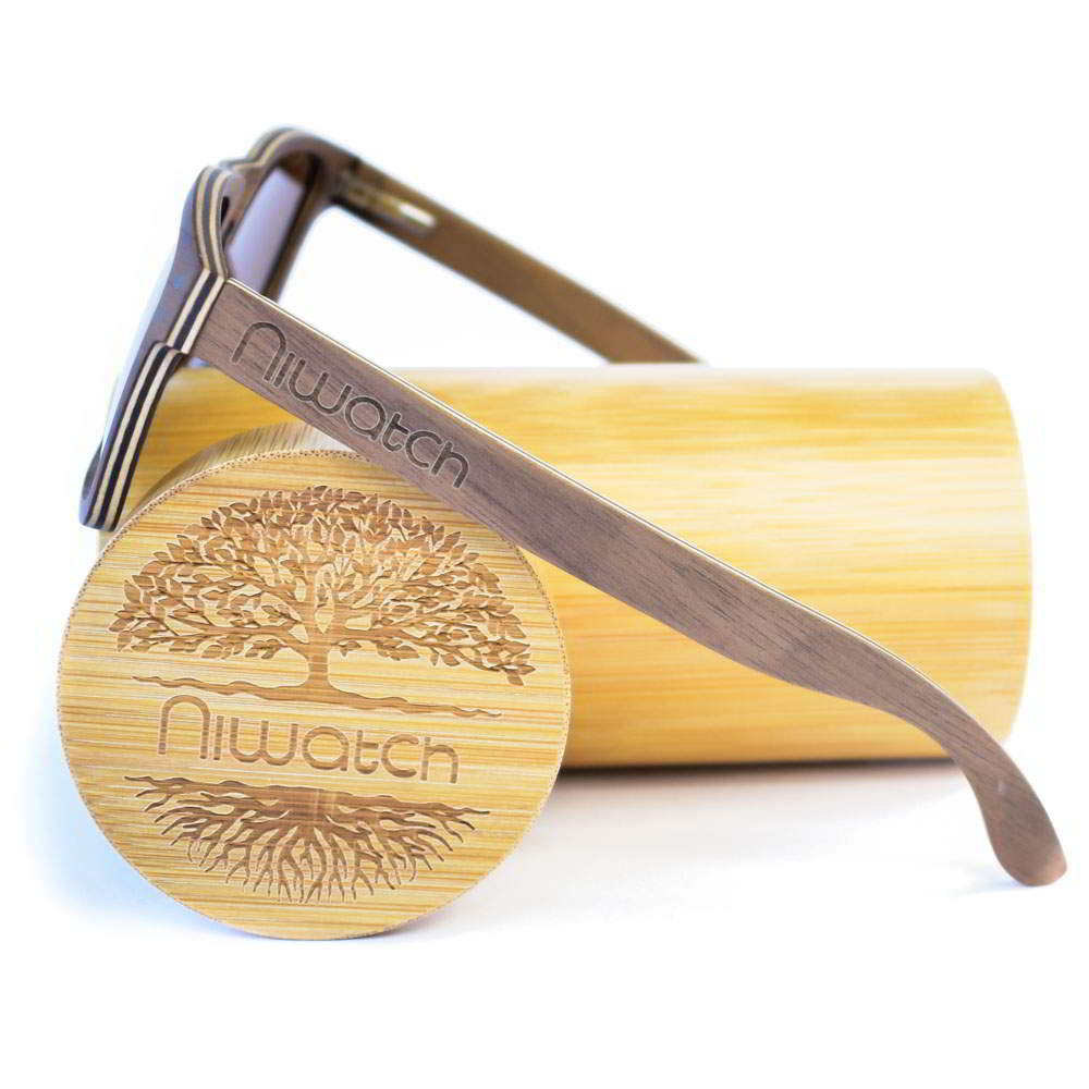 Drewniane okulary przeciwsłoneczne Niwatch Pictor Brown