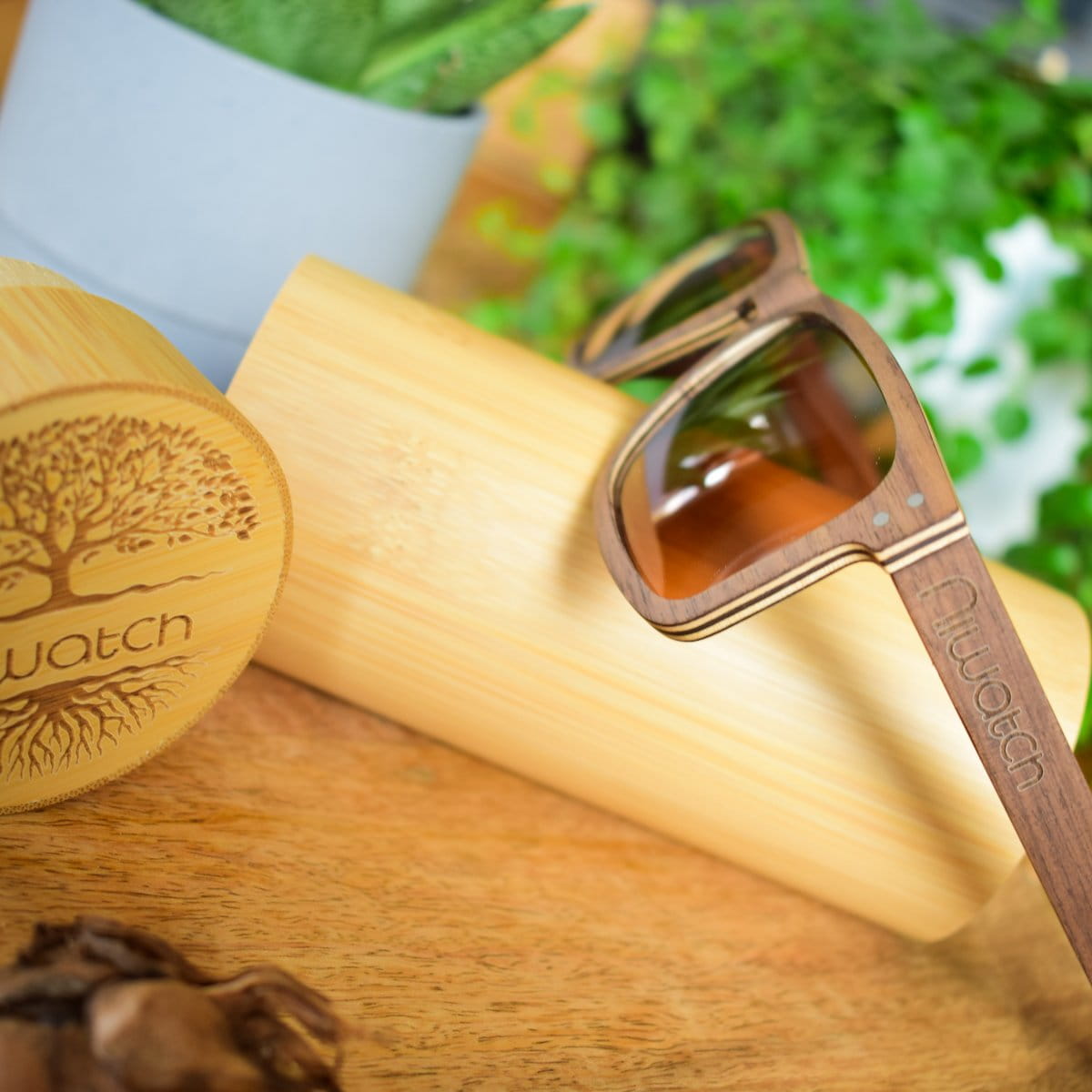 Drewniane okulary przeciwsłoneczne Niwatch Pictor Brown