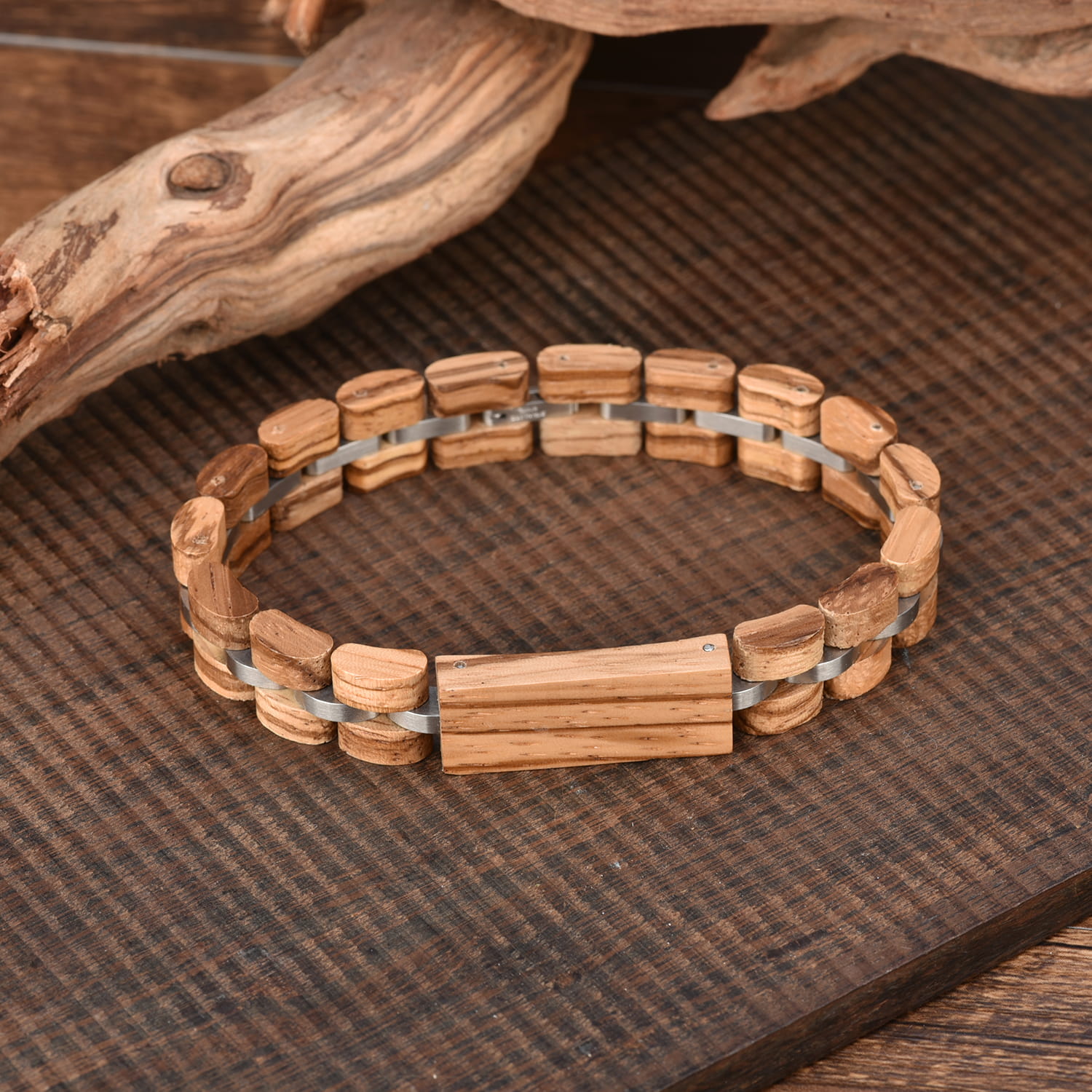 Bransoletka drewniana Niwatch  Steelcrest  zebrawood